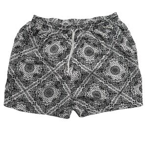 Boohoo Man‎ Men's Size Medium Bandana Printed Swimming Shorts Trunks Black White